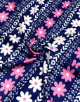 (DBP) PINK AND OFF WHITE FLOWER PATTERN ON NAVY