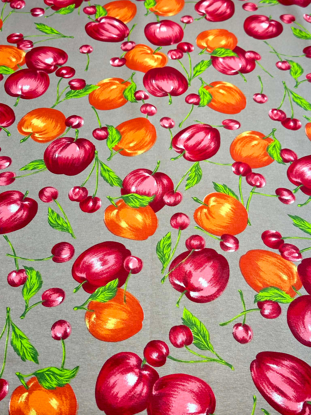 (COTTON SPANDEX) APPLES ON TAN