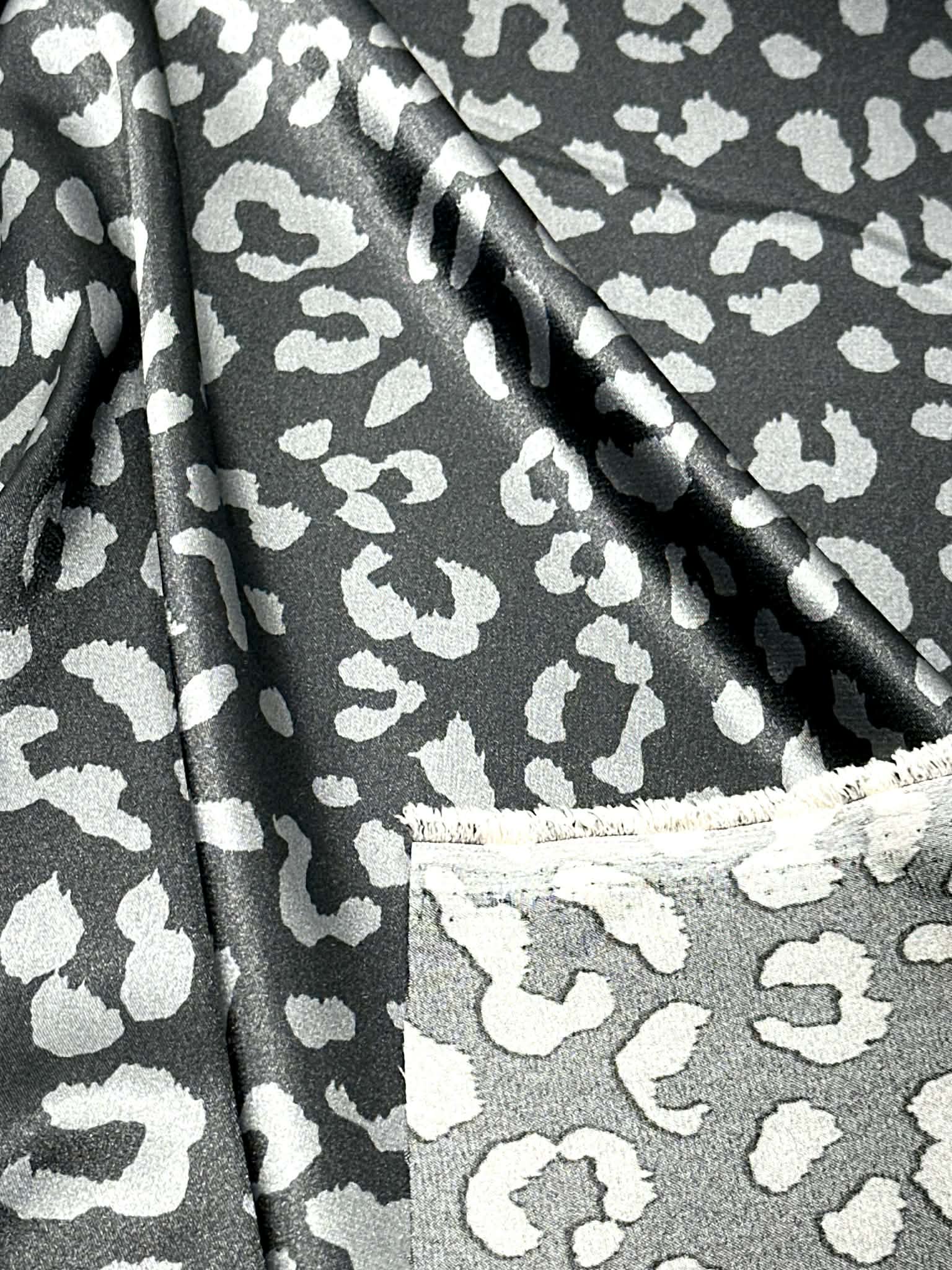 (SATIN) SILVER CHEETAH ON BLACK