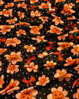 (OAKLEY) ORANGE PUMPKIN FLOWERS AND BOWS ON DARK BROWN