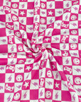 (YUMMY RIB) PINK GAMER AND HAPPY FACES CHECKERED PRINT