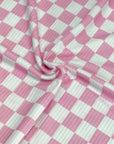 (YUMMY RIB) BABY PINK AND OFF WHITE CHECKERED