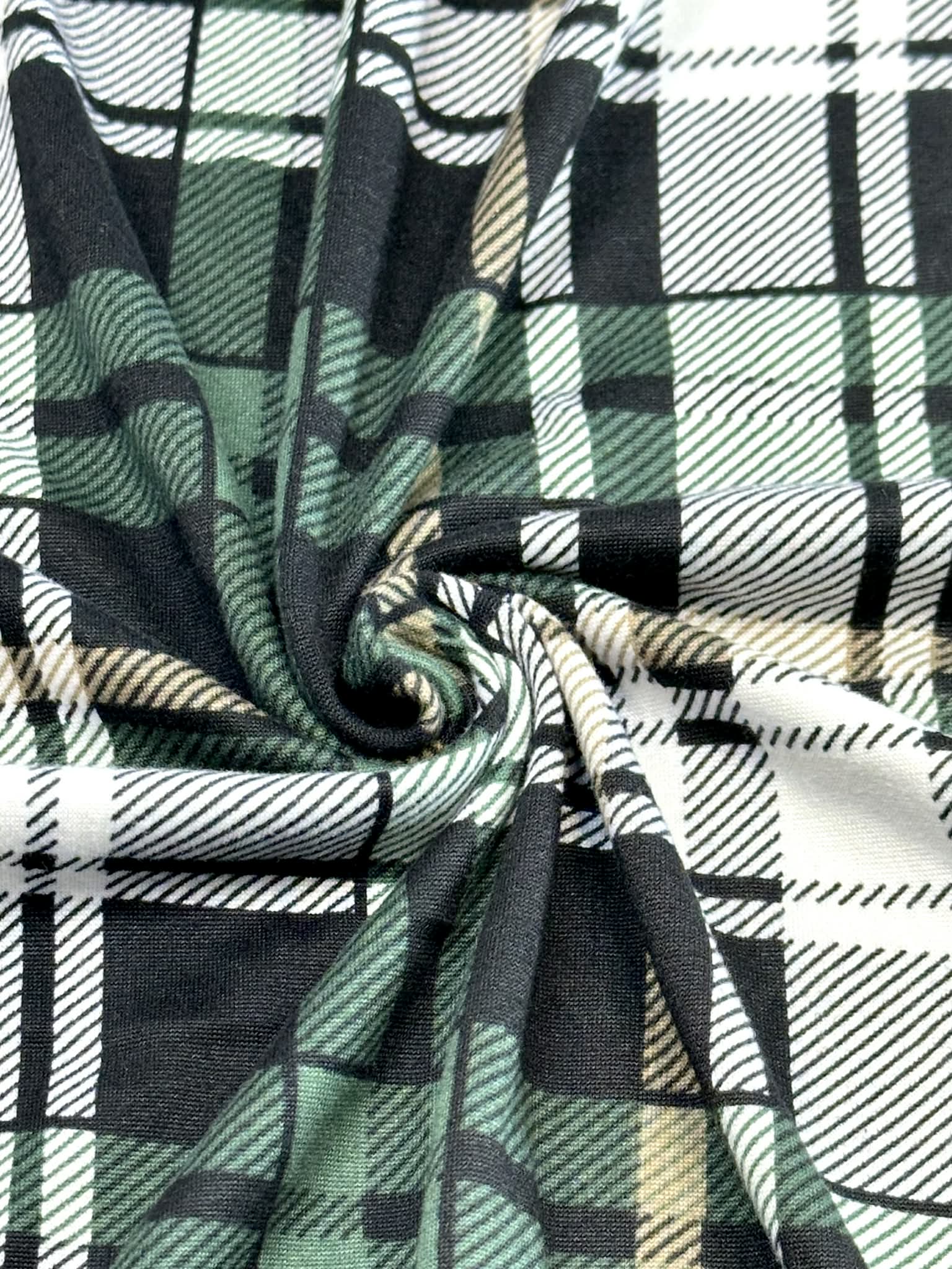 (DBP) EMERALD, BLACK, GOLD, AND OFF WHITE PLAID