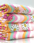 (DBP) PINK, ORANGE, LIGHT MINT, AND PINK HAPPY FACE FLOWERS ON COLORFUL SWIRL