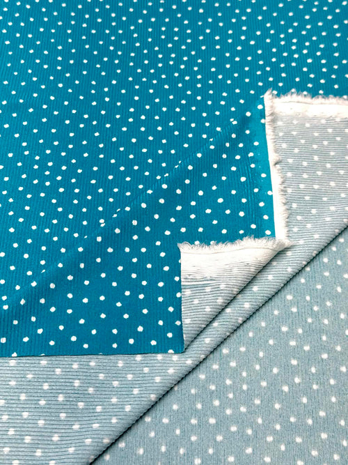 (2X1 YUMMY RIB) OFF WHITE POLKA DOTS ON TEAL
