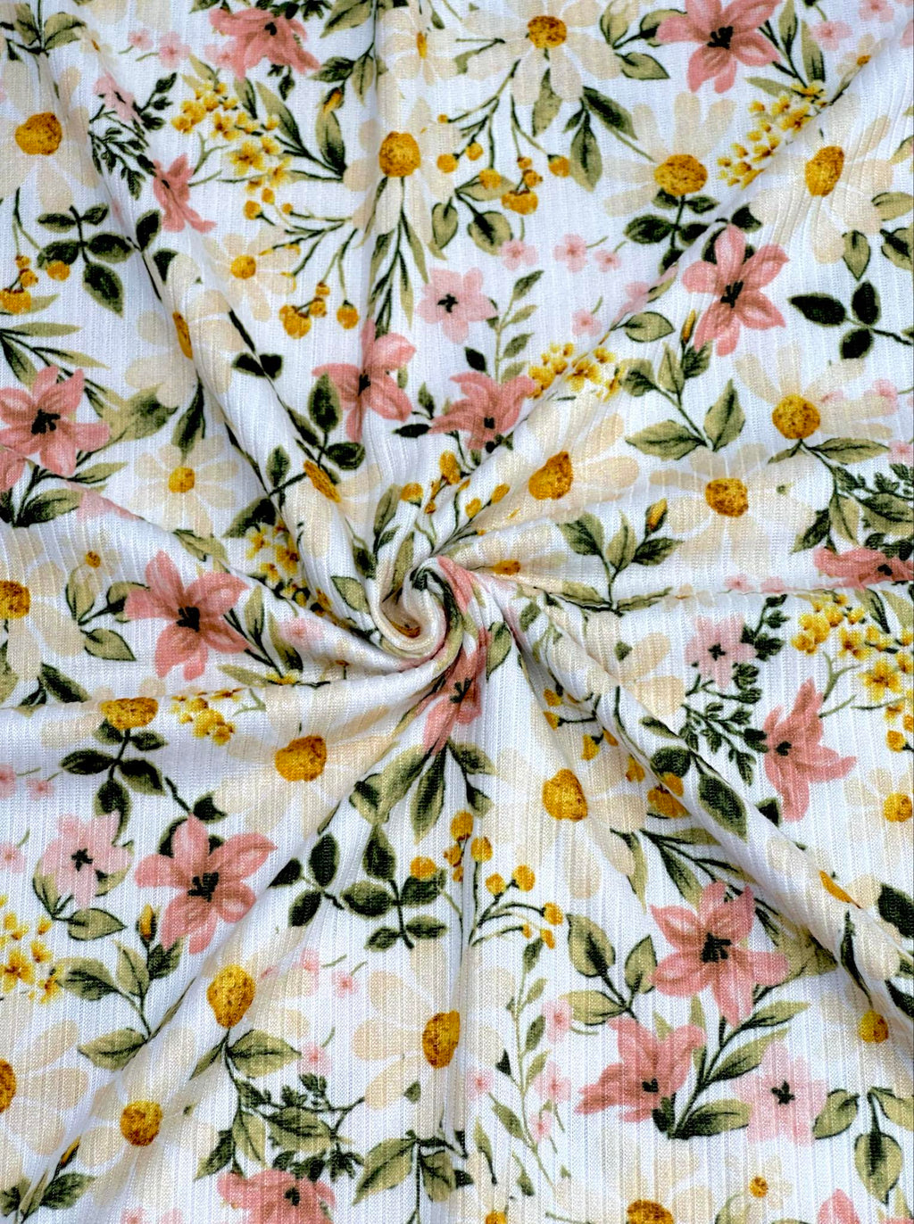 (YUMMY RIB) BLUSH AND IVORY FLOWERS ON OFF WHITE(3)