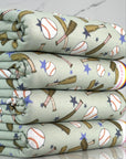 (FRENCH TERRY) BASEBALLS AND BATS ON LIGHT SAGE