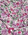 (4X2 RIB) MAGENTA AND PINK HATTIE FLOWERS ON OFF WHITE