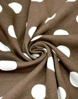 (COTTON SPANDEX) OFF WHITE POLKA DOTS ON BROWN