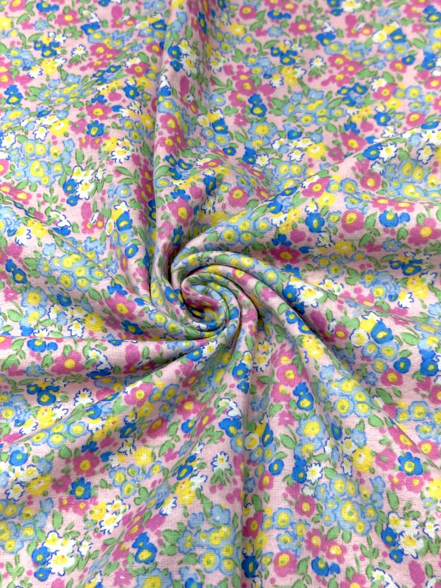 (FLANNEL COTTON) FLORAL PATTERN ON PINK