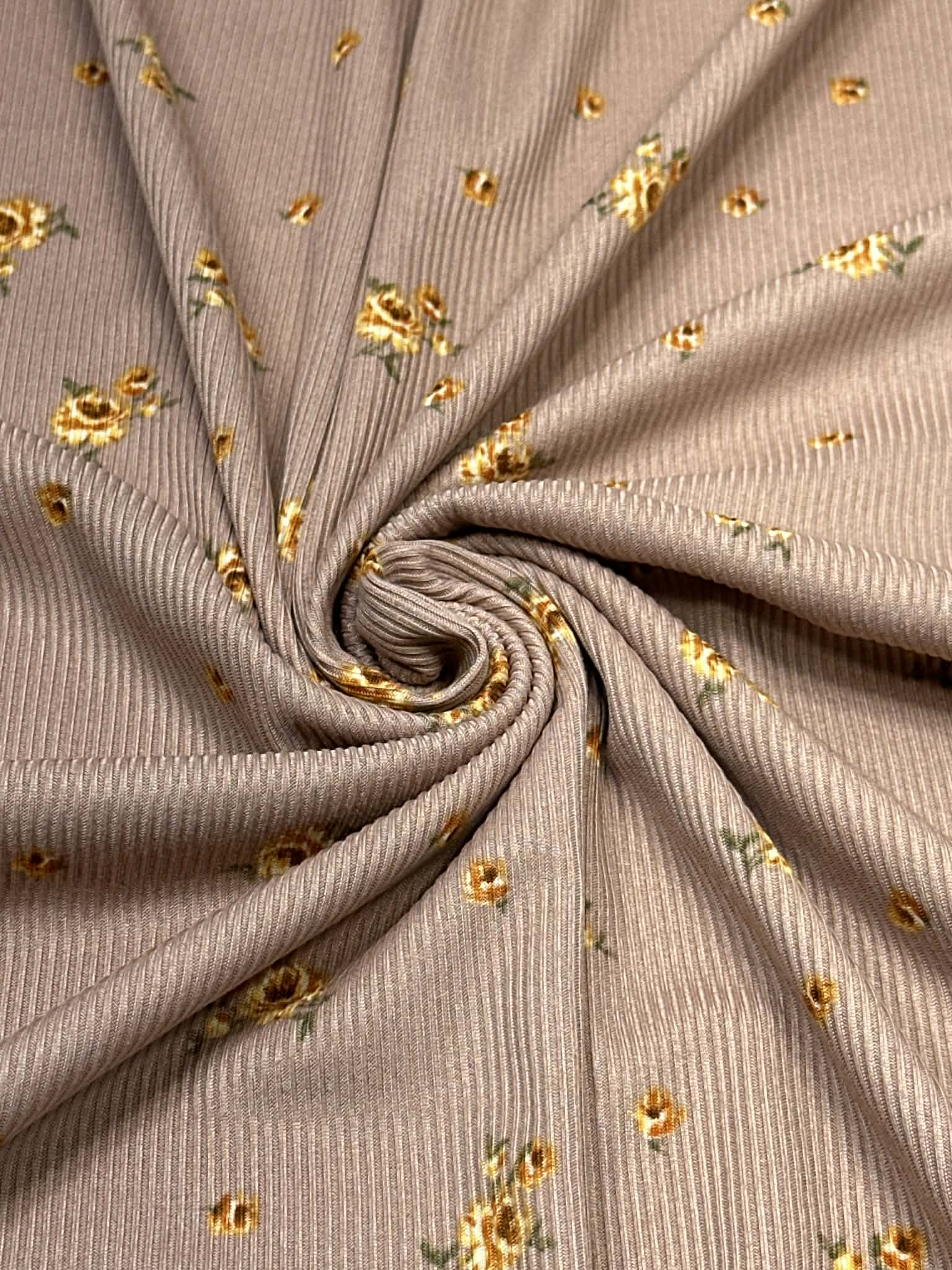 (2X1 RIB) GOLD FLOWERS ON VINTAGE BROWN(4)