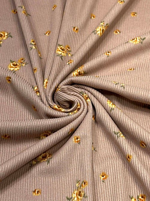 (2X1 RIB) GOLD FLOWERS ON VINTAGE BROWN(4)