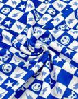 (YUMMY RIB) ROYAL BLUE GAMER AND HAPPY FACES CHECKERED PRINT