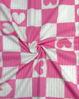 (YUMMY RIB) PINK AND WHITE HEART CHECKERED