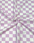 (FRENCH TERRY) LILAC AND OFF WHITE CHECKERED