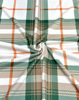 (4X2 RIB) EMERALD, ORANGE, TAN AND OFF WHITE PLAID