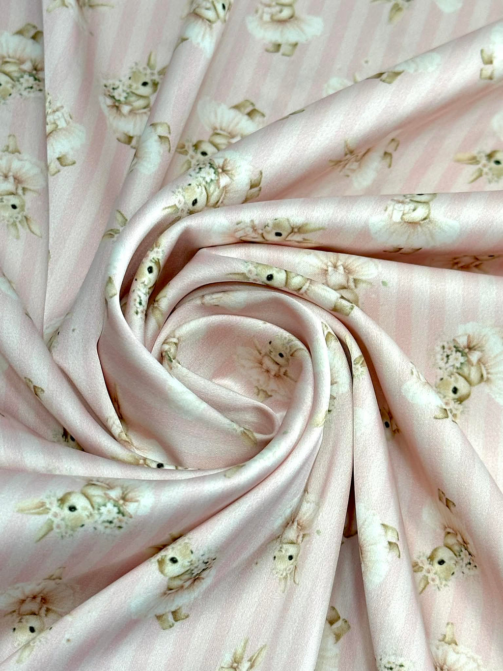 (SATIN) BALLERINA BUNNIES ON PINK STRIPES(4)