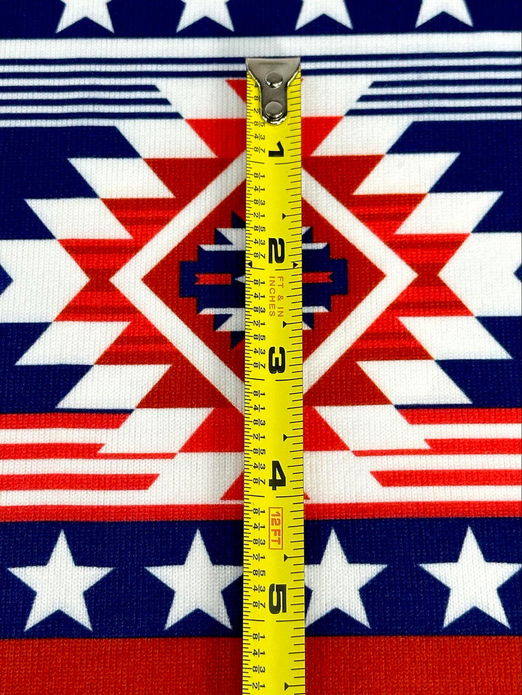 (SWEATER KNIT/ OAKLEY) BLUE, RED, AND OFF WHITE WESTERN STAR PATTERN