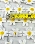 (TRIM) EMBROIDERED WHITE FLOWERS WITH YELLOW