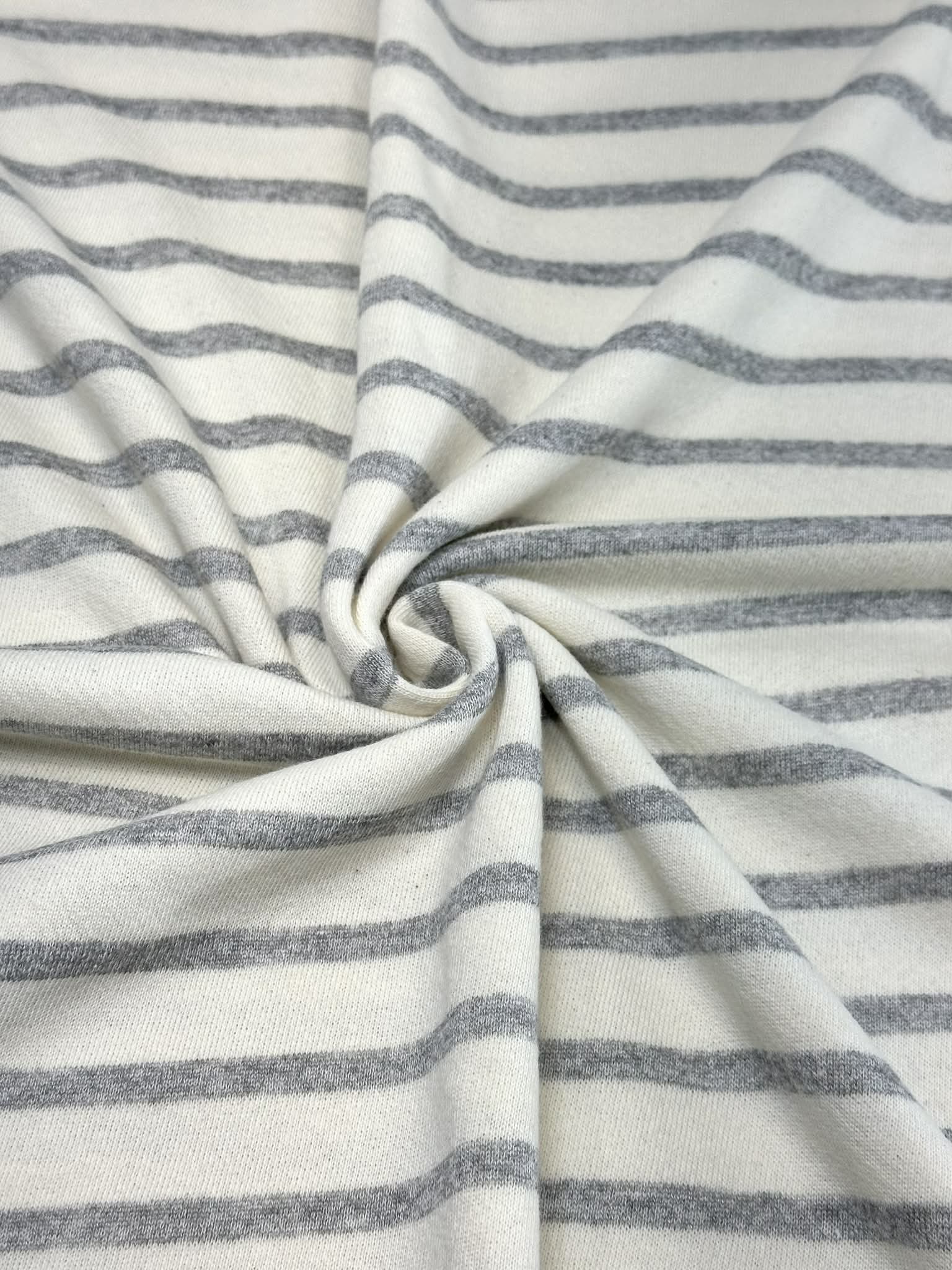 (FRENCH TERRY) LIGHT GRAY STRIPES ON IVORY (1)