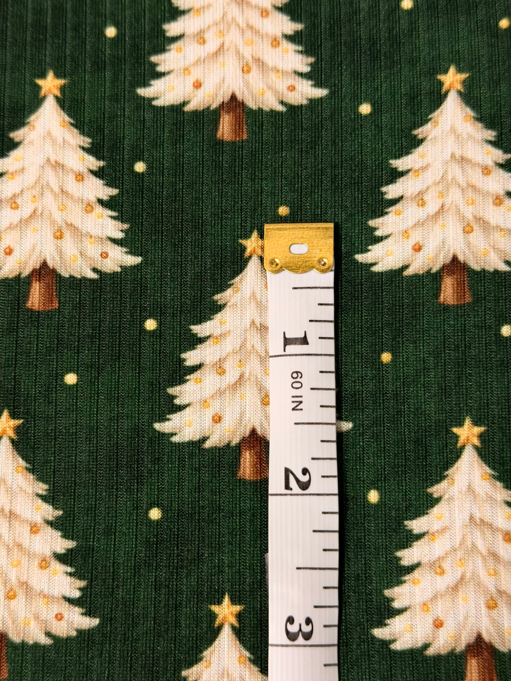(4X2 YUMMY RIB) VINTAGE CHRISTMAS PINES ON EVERGREEN