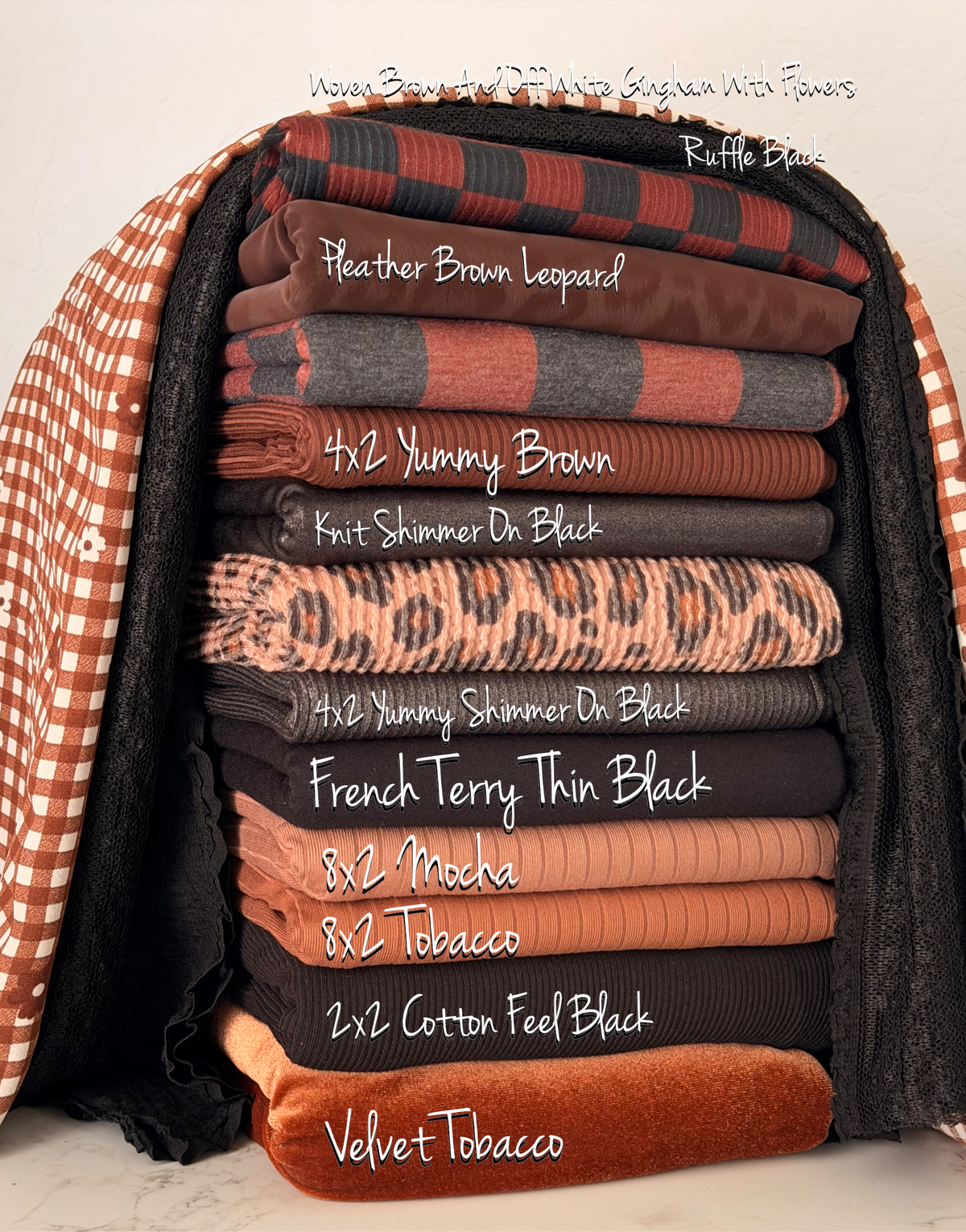 (4X2 YUMMY RIB) BROWN AND BLACK CHECKERED
