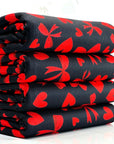 (4X2 YUMMY RIB) RED HEARTS AND BOWS ON BLACK