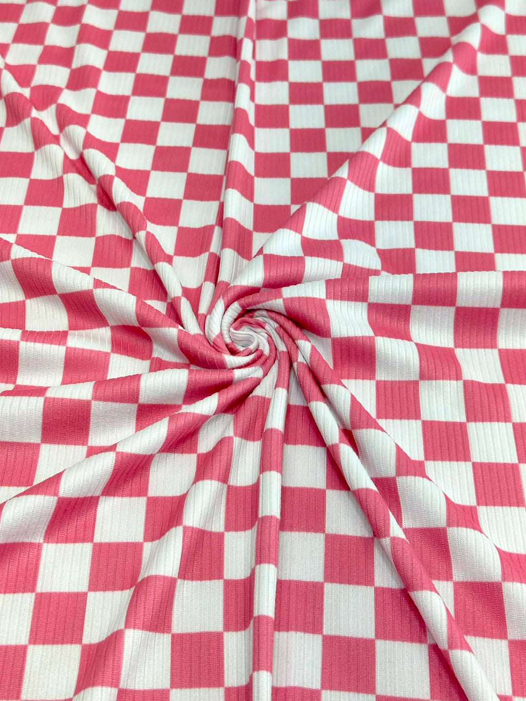 (4X2 YUMMY RIB) NEW PINK AND OFF WHITE CHECKERED
