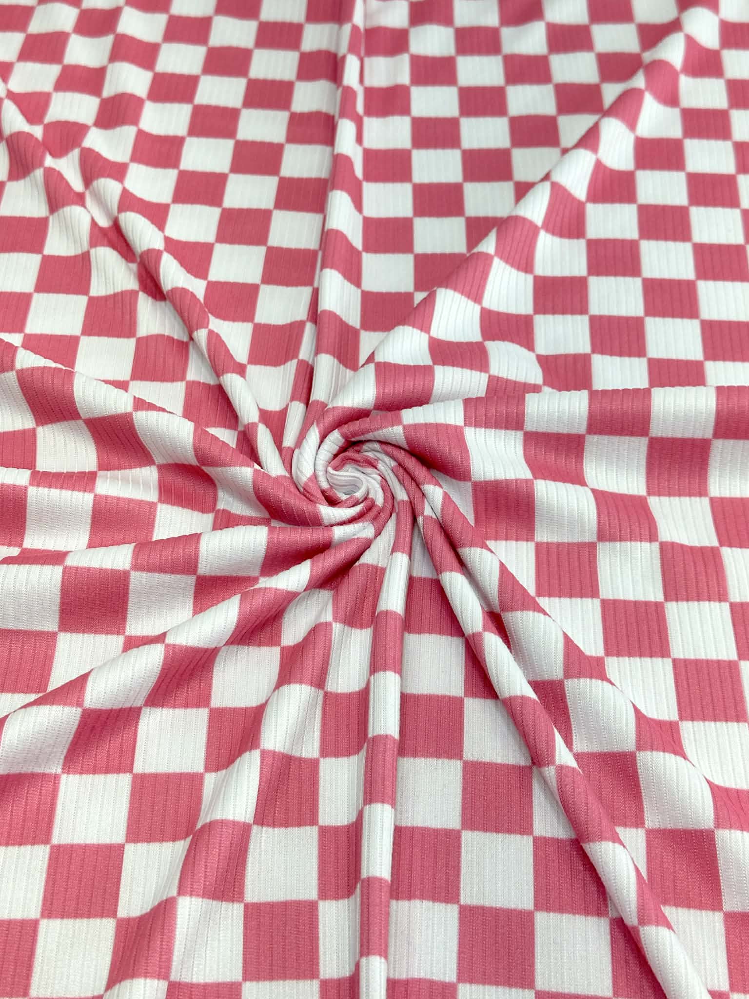 (4X2 YUMMY RIB) NEW PINK AND OFF WHITE CHECKERED