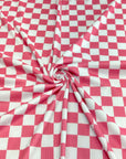 (4X2 YUMMY RIB) PINK AND OFF WHITE CHECKERED