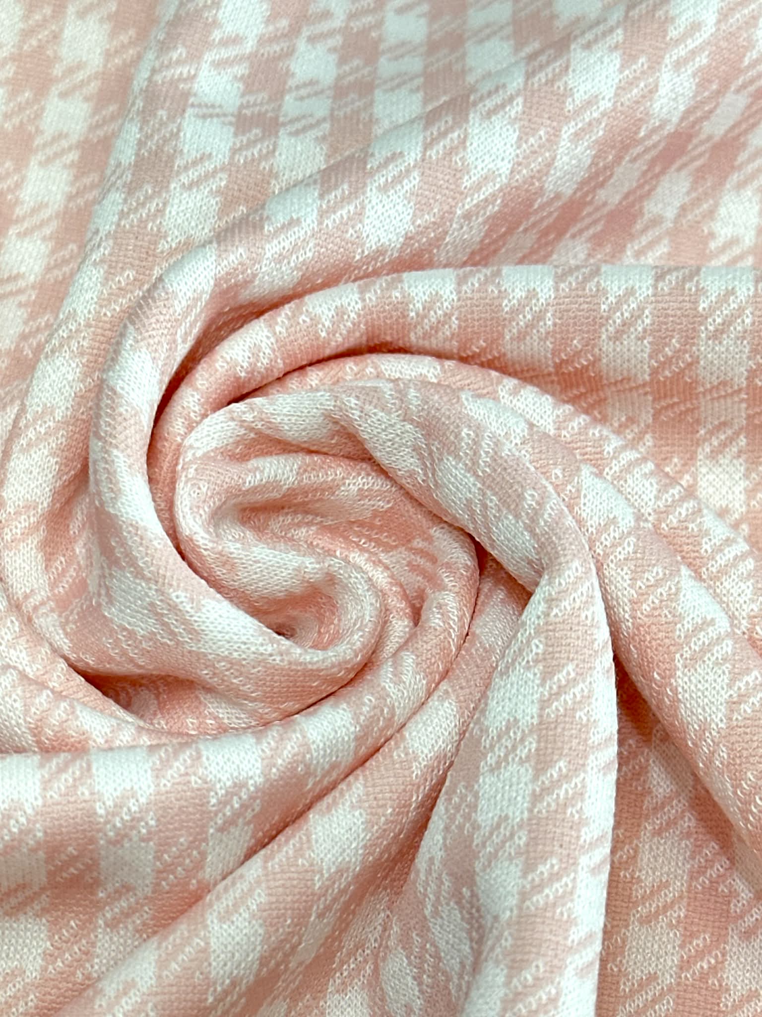 (DOUBLE KNIT) LIGHT PINK AND OFF WHITE GINGHAM (4)