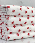 (2X2 RIB) RED BOWS ON OFF WHITE