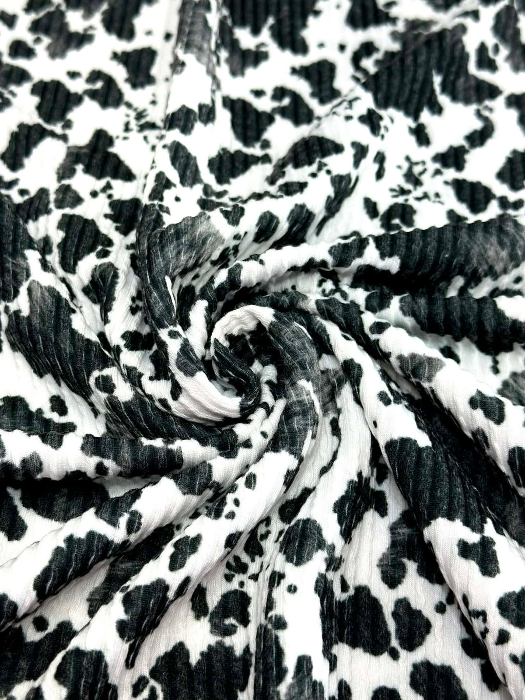(URBAN RIB) SMALL BLACK COW FUR PRINT ON OFF WHITE