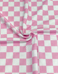 (YUMMY RIB) BABY PINK AND OFF WHITE CHECKERED