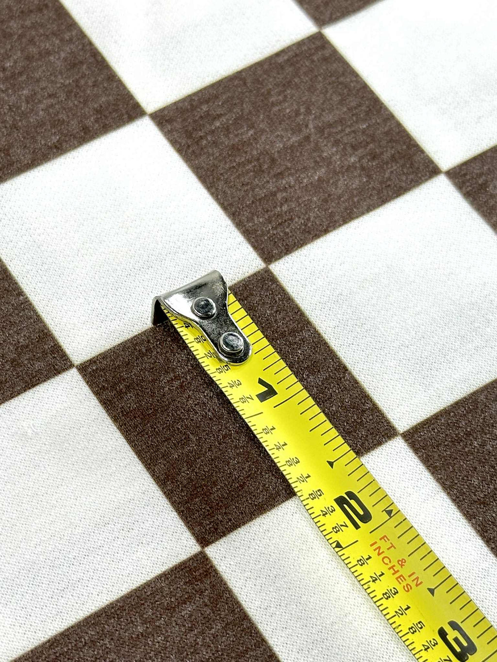 (FRENCH TERRY) BROWN AND OFF WHITE MEDIUM CHECKERED (5)