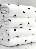 (POINTELLE RIB) BLACK BOWS ON OFF WHITE