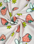 (YUMMY RIB) STRAWBERRIES AND FLOWERS ON PINK