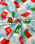 (DBP) CHRISTMAS STOCKINGS AND SNOWFLAKES ON BABY BLUE