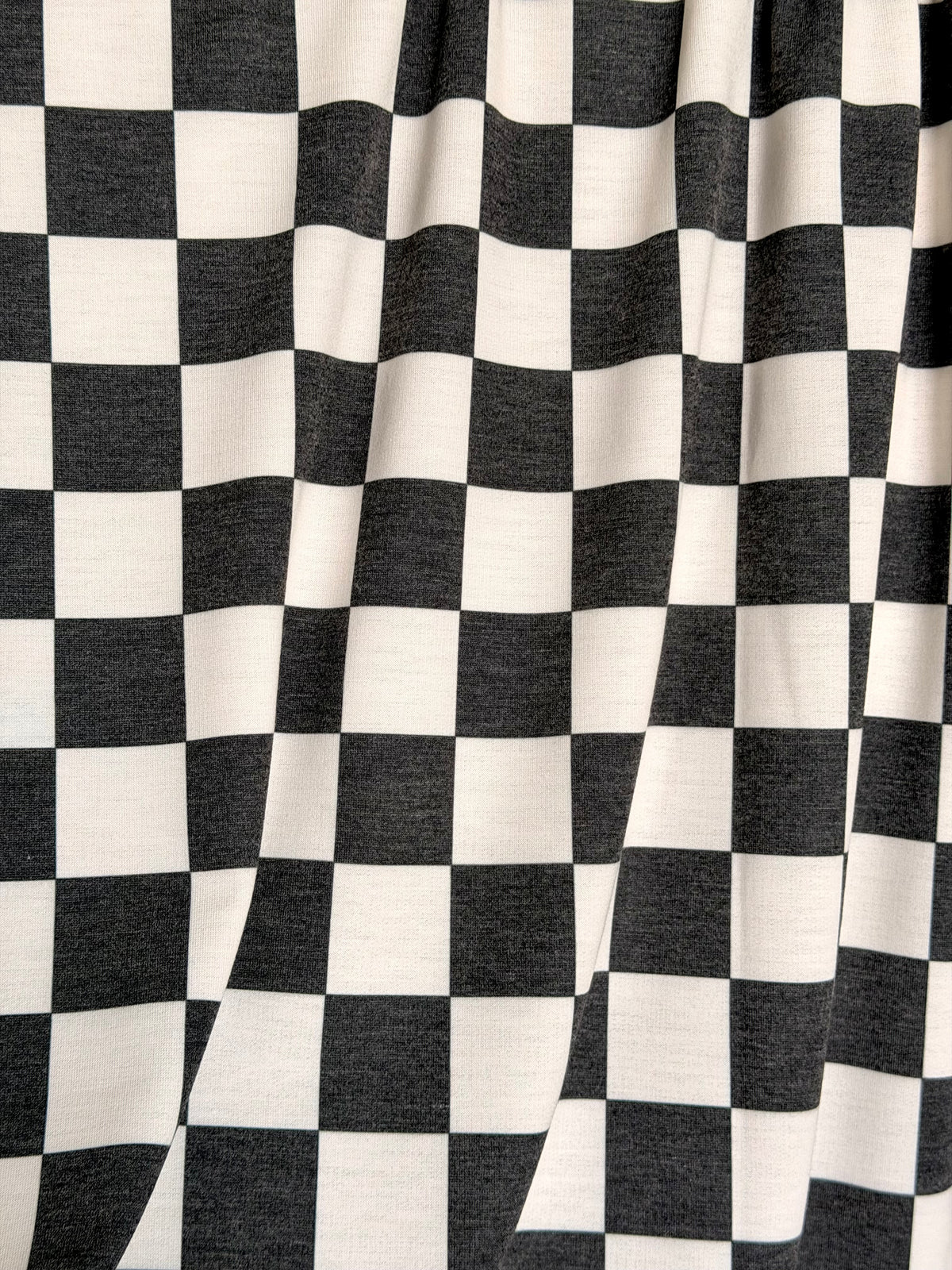 (FRENCH TERRY) MEDIUM BLACK AND OFF WHITE CHECKERED