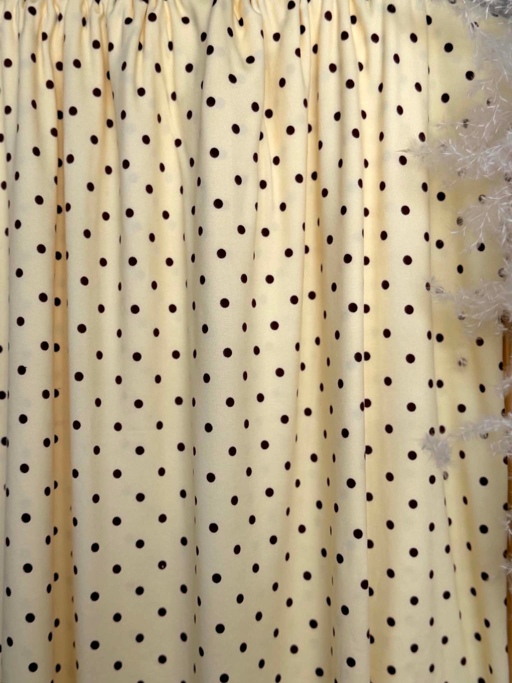 (DBP) BROWN POLKA DOTS ON SOFT YELLOW