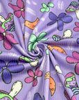 (4X2 YUMMY RIB) MUSHROOMS AND FLOWERS ON  PURPLE