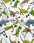 (YUMMY RIB) GREEN, BROWN, AND ALOE DINOSAURS ON OFF WHITE