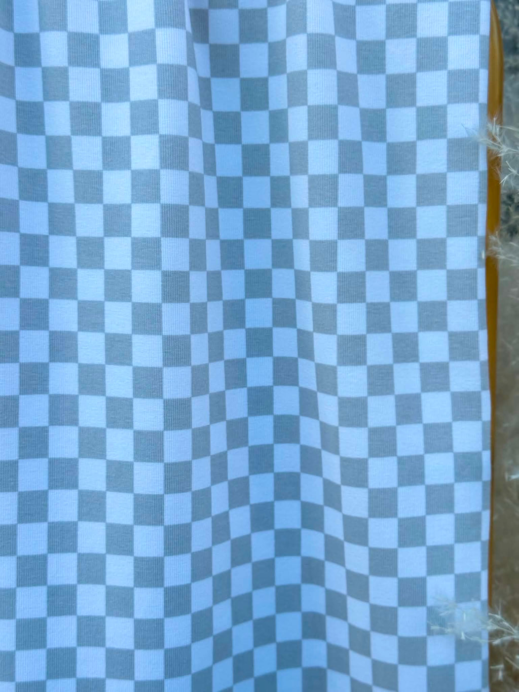(COTTON RIB) SMALL GRAY CHECKERED