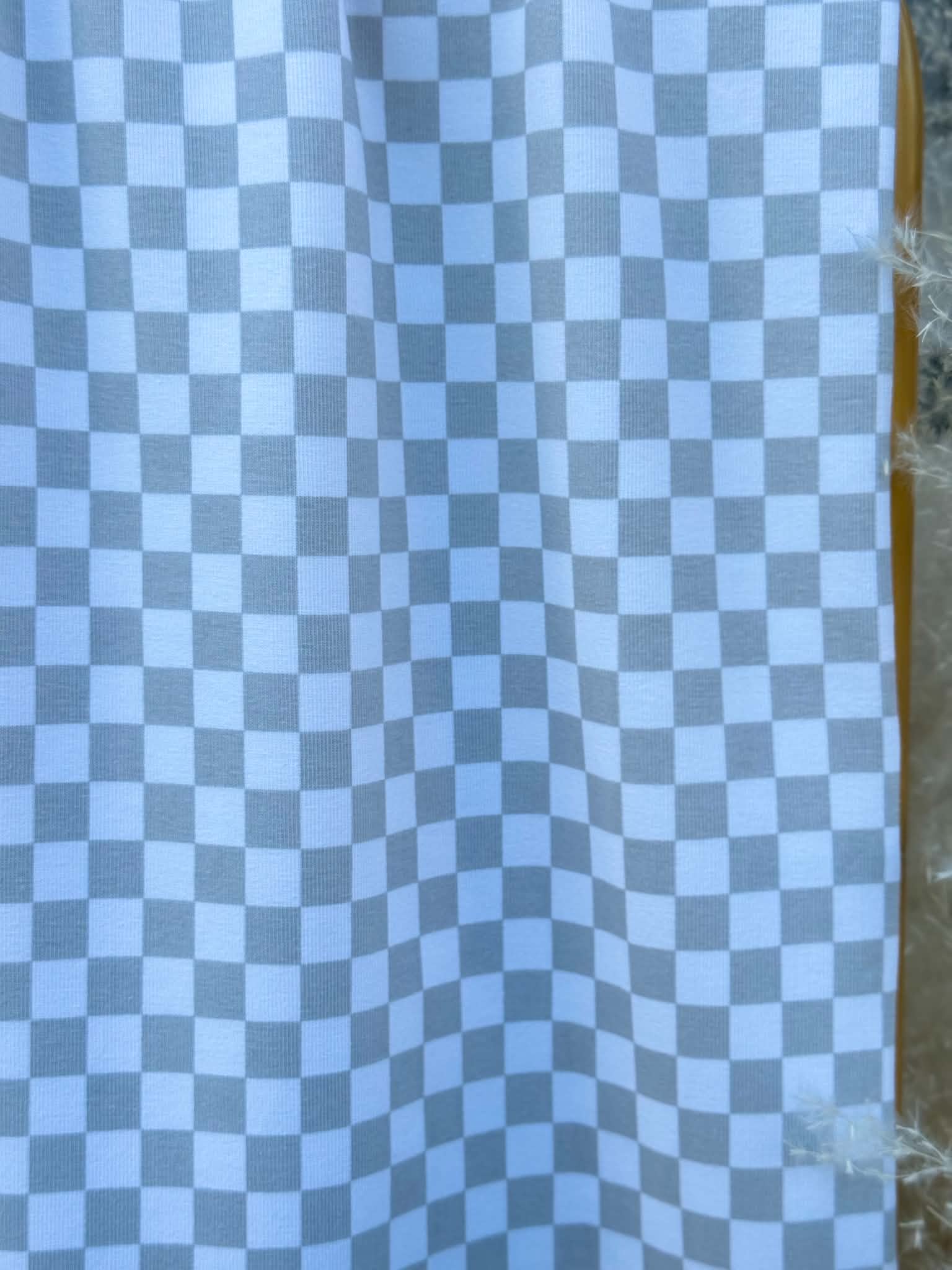 (COTTON RIB) SMALL GRAY CHECKERED