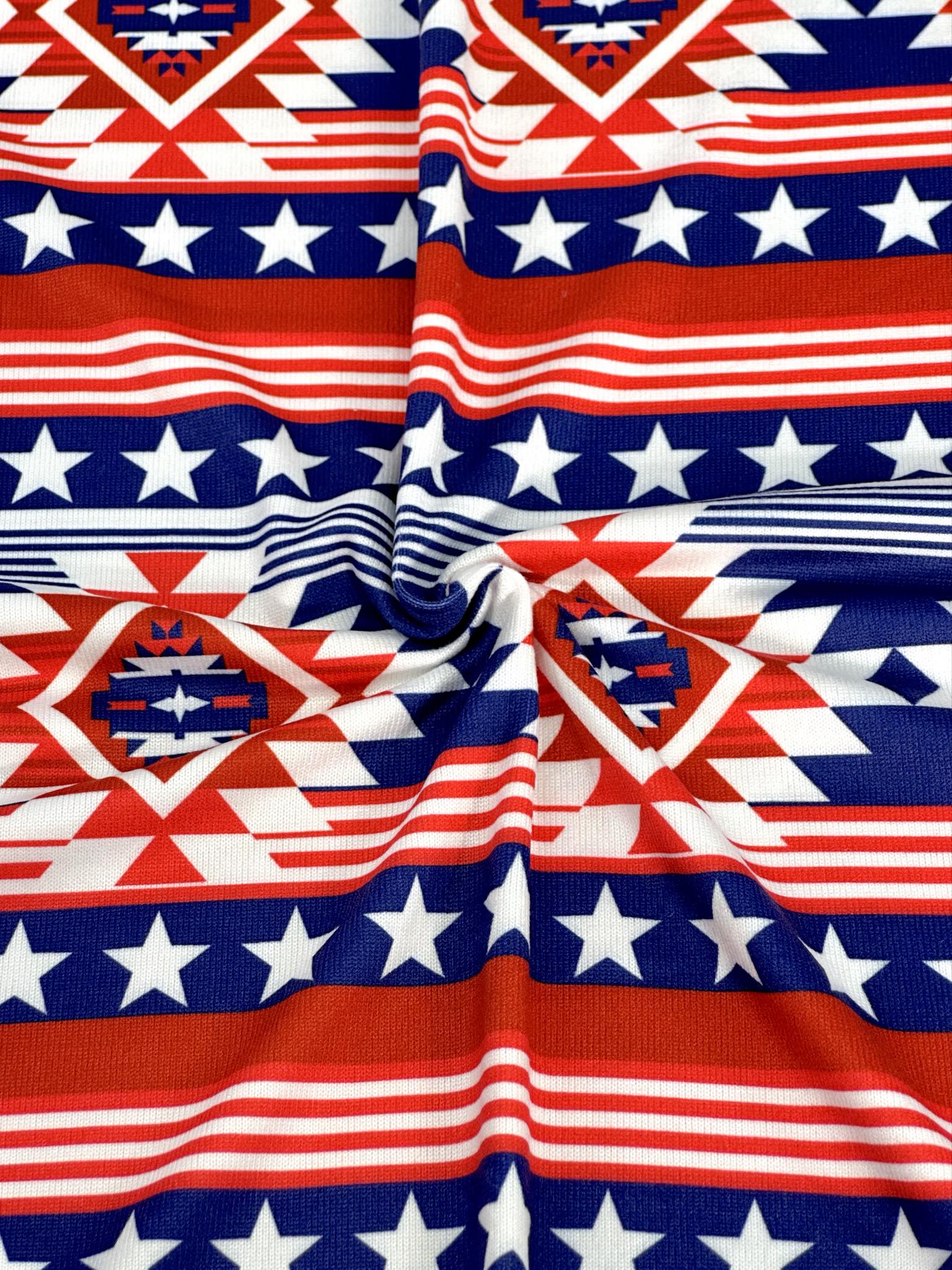 (SWEATER KNIT/ OAKLEY) BLUE, RED, AND OFF WHITE WESTERN STAR PATTERN