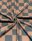 (4X2 RIB) MEDIUM BLACK AND BROWN CHECKERED