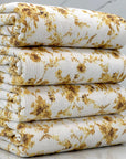 (BELLA RIB) VINTAGE GOLD FLOWERS ON OFF WHITE