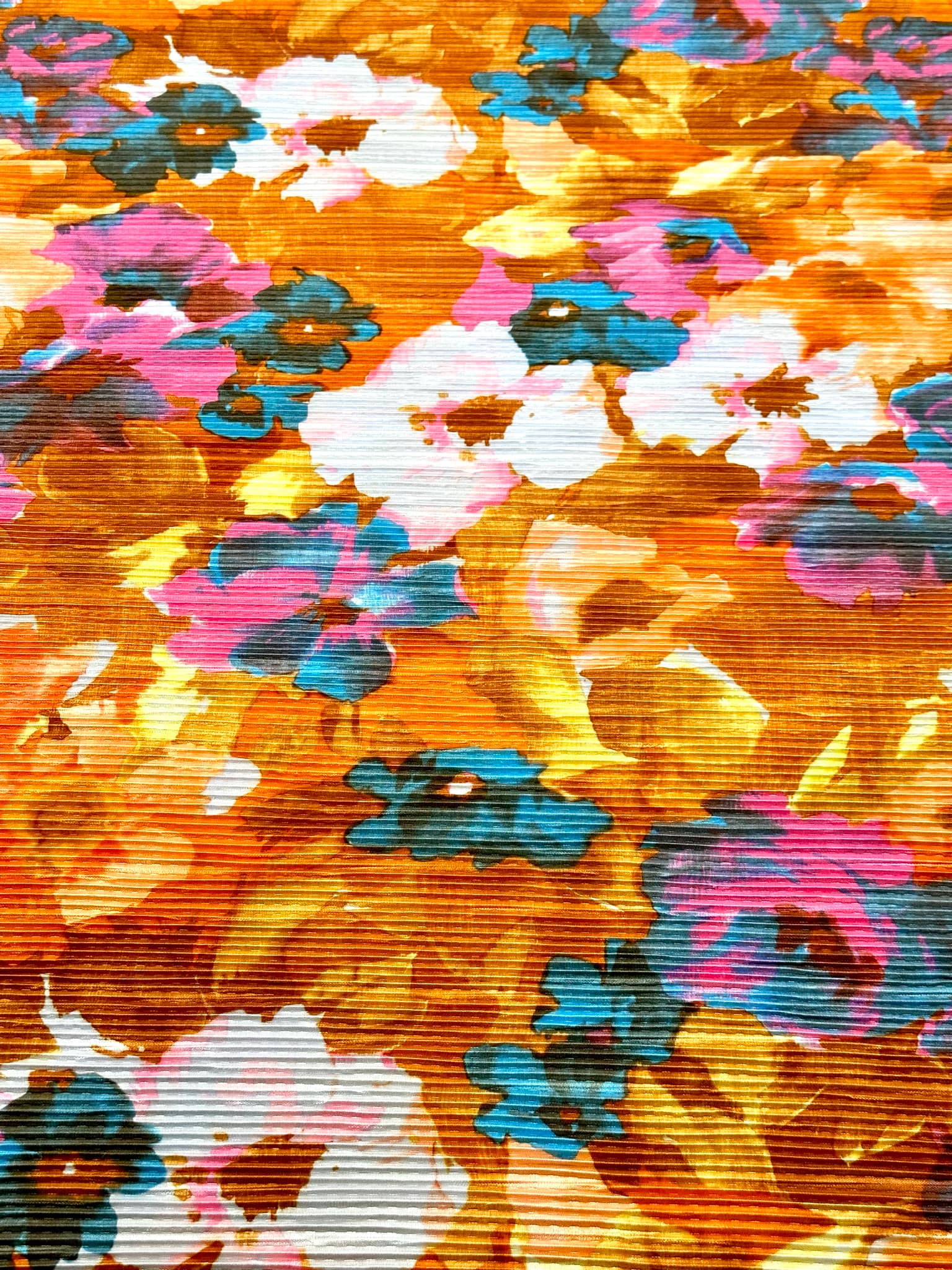 (PLEATED) PINK AND BLUE FLORAL ON RUST