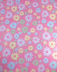 (DBP) LIGHT GREEN, LIGHT YELLOW, LIGHT BLUE, AND LIGHT LAVENDER FLOWERS ON PINK