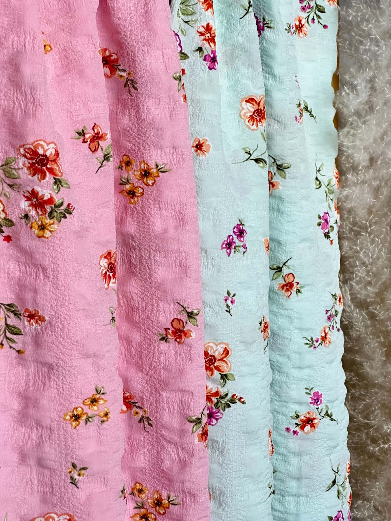 (DOUBLE GAUZE COTTON) FLORAL ON LIGHT MINT